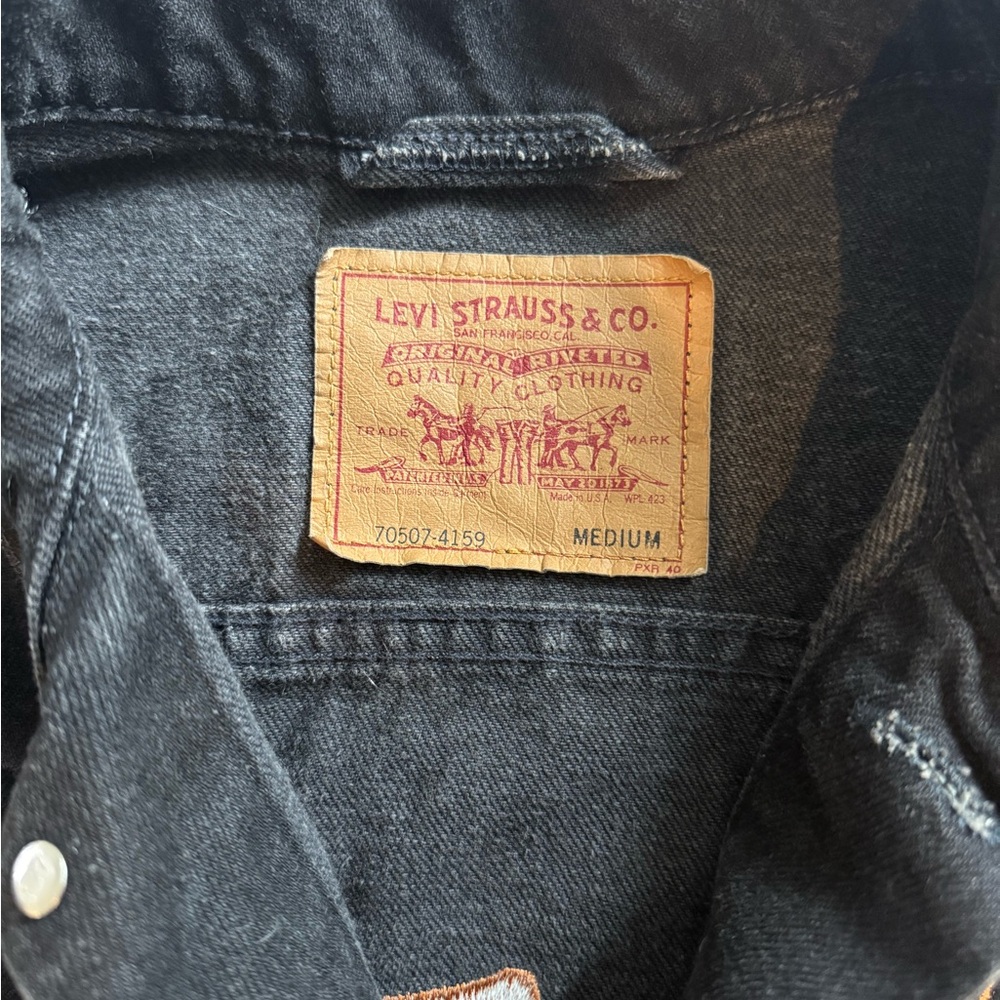 Vintage Authentic Spin Doctors Levi's Black Denim World Tour 1994 Jacket Size M - Picture 4 of 4